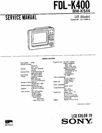 sony  Sony FLD-K400 service manual